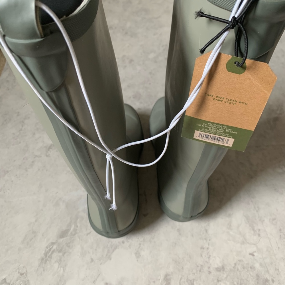New Smith & Hawken Solid Gray Rainboots Garden 8 - Picture 3 of 7